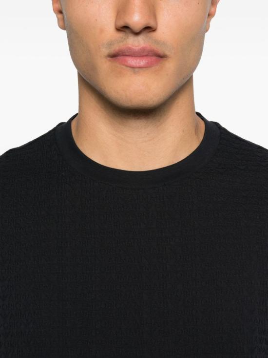  엠포리오 아르마니 반팔 티셔츠 로고 코튼 티셔츠 블루 - EMPORIO ARMANI