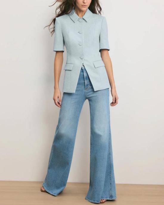  베로니카비어드 수트 자켓 베로니카 비어드 보디 자카드 재킷 블루 스트림 - VERONICA BEARD