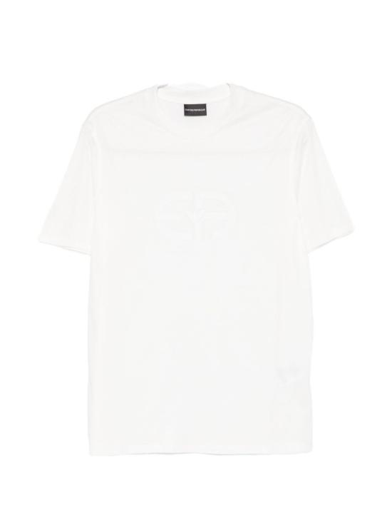  엠포리오 아르마니 반팔 티셔츠 로고 코튼 티셔츠 화이트
