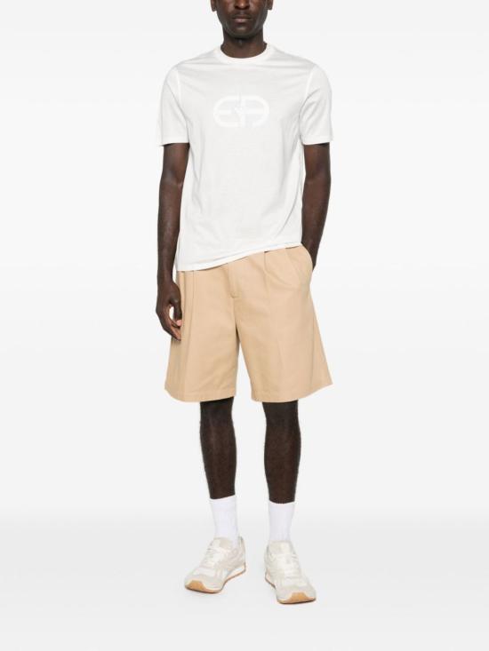  엠포리오 아르마니 반팔 티셔츠 로고 코튼 티셔츠 화이트 - EMPORIO ARMANI