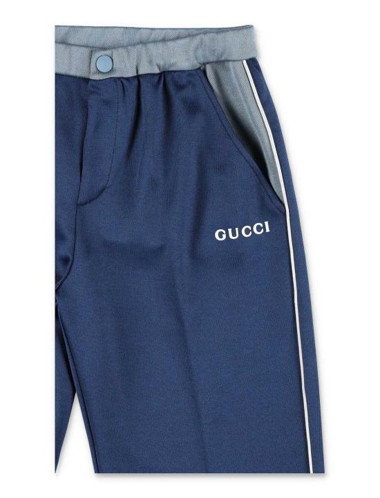  [키즈] 구찌 트레이닝/조거 팬츠 키즈 테크니컬 저지  프러시안 블루 - GUCCI