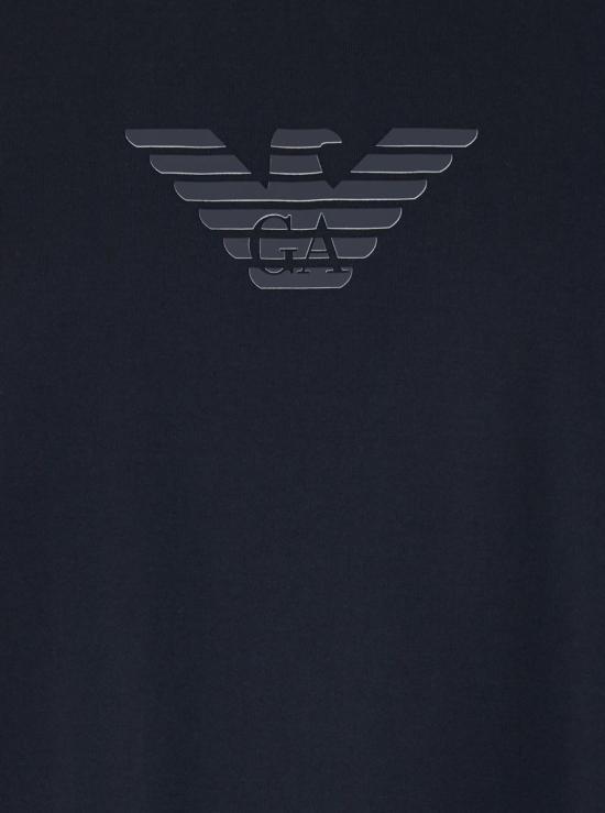  엠포리오 아르마니 반팔 티셔츠 로고 자수 크루넥 티셔츠 블루 - EMPORIO ARMANI