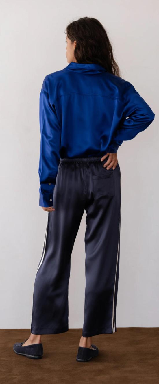  도니 크롭 팬츠 . 실크 스트라이프 - DONNI.