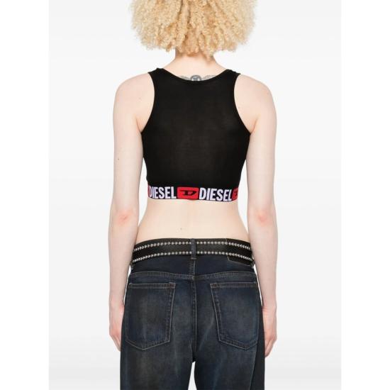  디젤 민소매 티셔츠 로고 언더밴드 탱크탑 블랙 - DIESEL