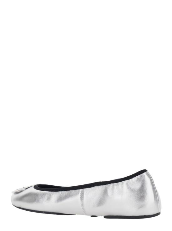  토리버치 플랫 슈즈 실버 발레리나 발레 플랫 메탈릭 - TORY BURCH