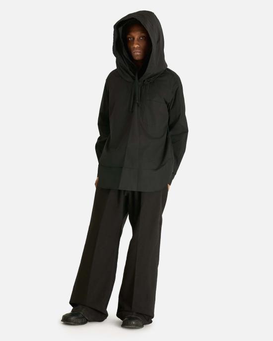  꼼데가르송 후드 티셔츠 Comme Des Garçons 후드 포플린 셔츠 블랙 - COMME DES GARCONS