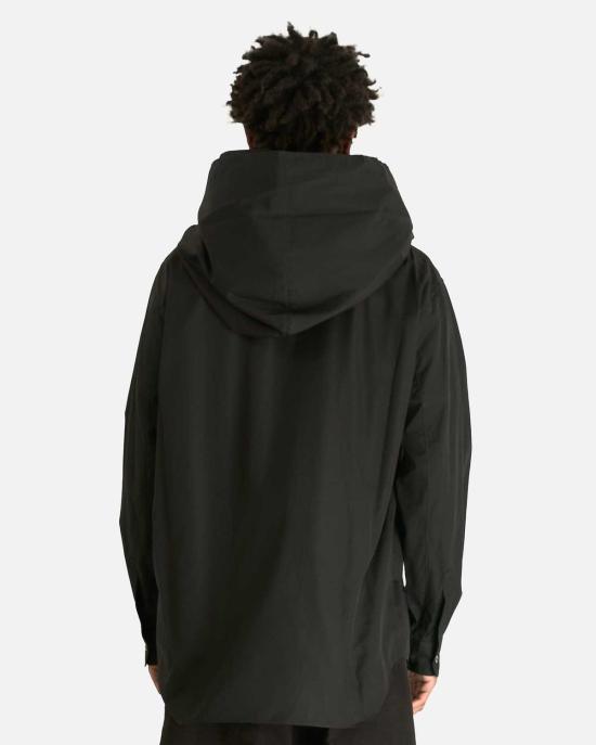  꼼데가르송 후드 티셔츠 Comme Des Garçons 후드 포플린 셔츠 블랙 - COMME DES GARCONS