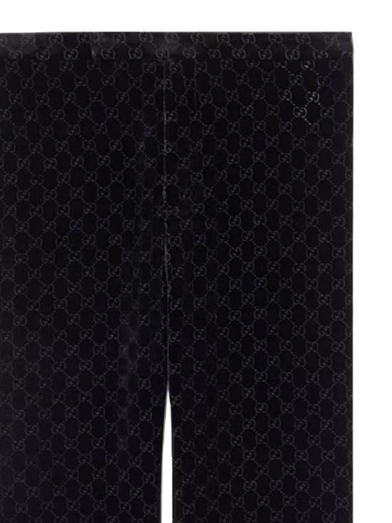  구찌 스트레이트 팬츠 GG 벨벳 팬츠 블랙 - GUCCI