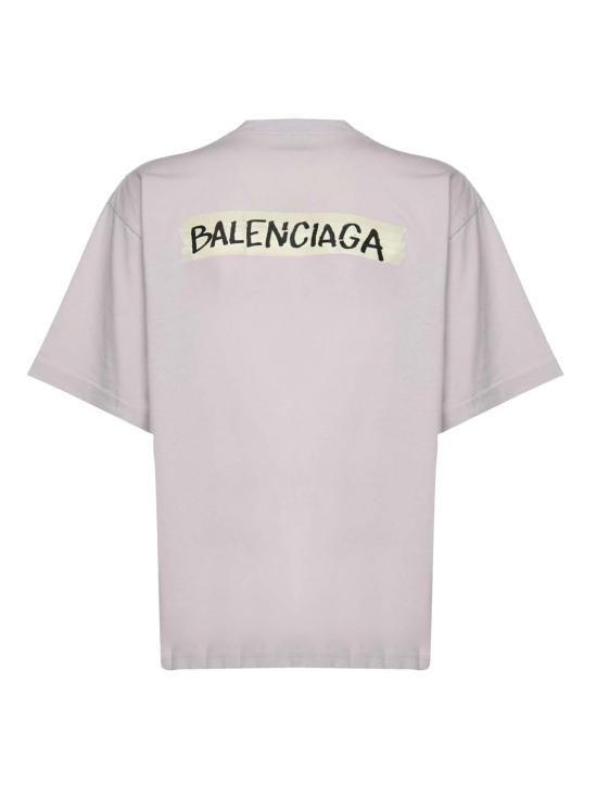 발렌시아가 반팔 티셔츠 마스킹 테이프 드라이 저지 티셔츠 더티 화이트 - BALENCIAGA