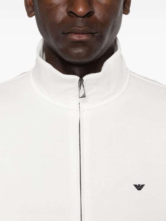  엠포리오 아르마니 긴팔 티셔츠 로고 코튼 스웨트셔츠 화이트 - EMPORIO ARMANI