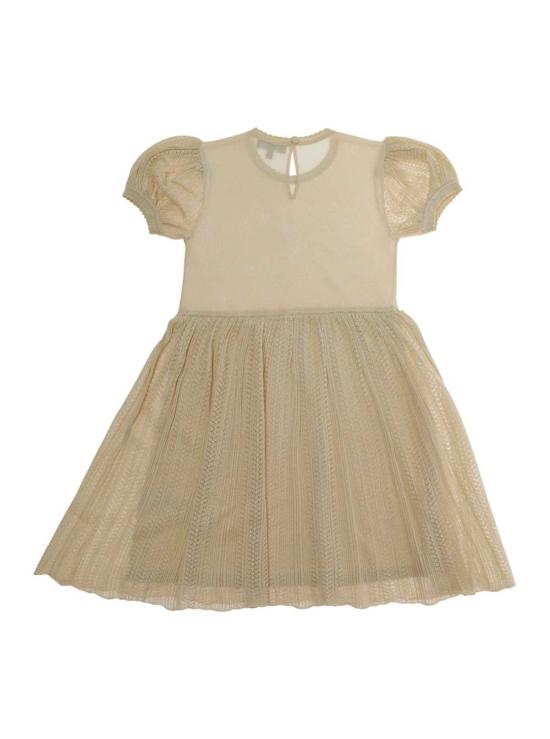  [키즈] 엠포리오 아르마니 원피스 아동용 라운드넥 플레어 스커트 드레스 (베이지색) - EMPORIO ARMANI