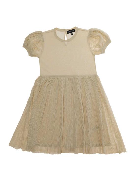  [키즈] 엠포리오 아르마니 원피스 아동용 라운드넥 플레어 스커트 드레스 (베이지색)
