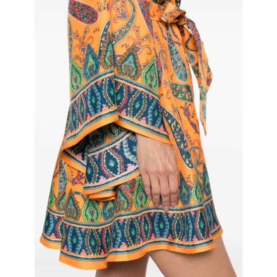  에트로 미디 원피스 드레스 오렌지/블루 - ETRO