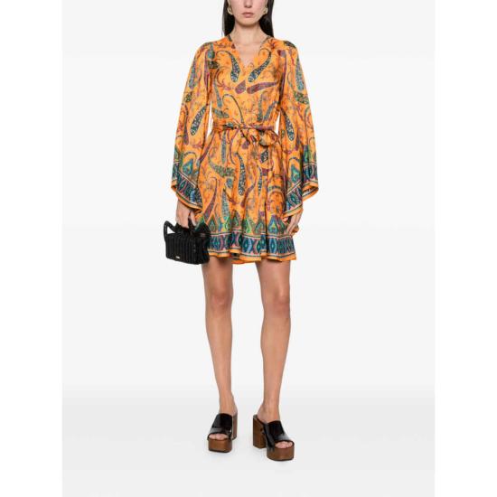  에트로 미디 원피스 드레스 오렌지/블루 - ETRO