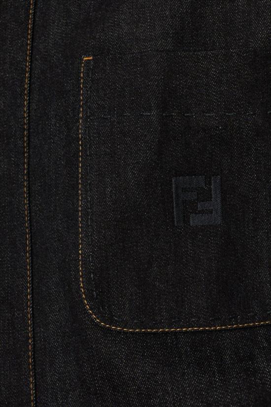  펜디 데님 자켓 로고 자수 데님 재킷 인디고 그레지오 - FENDI