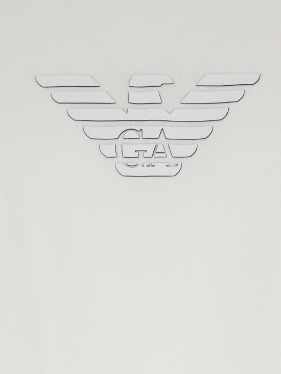  엠포리오 아르마니 반팔 티셔츠 로고 코튼 티셔츠 화이트 - EMPORIO ARMANI