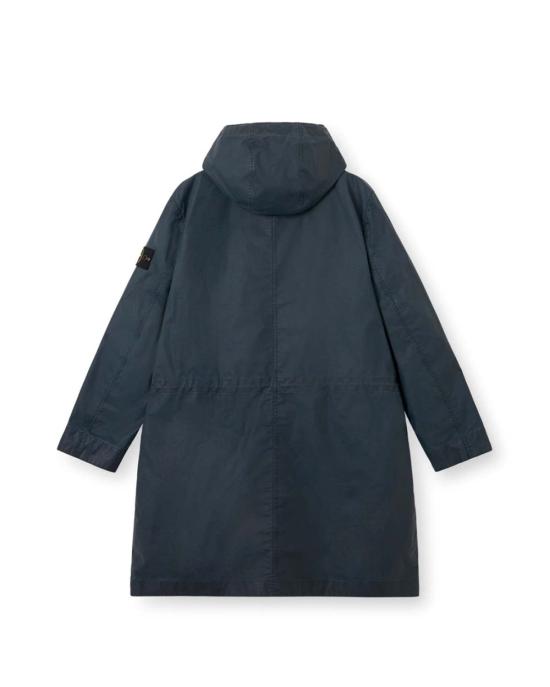  스톤 아일랜드 패딩 왁스 피그먼트 코튼 텔라 파카 네이비 블루 - STONE ISLAND