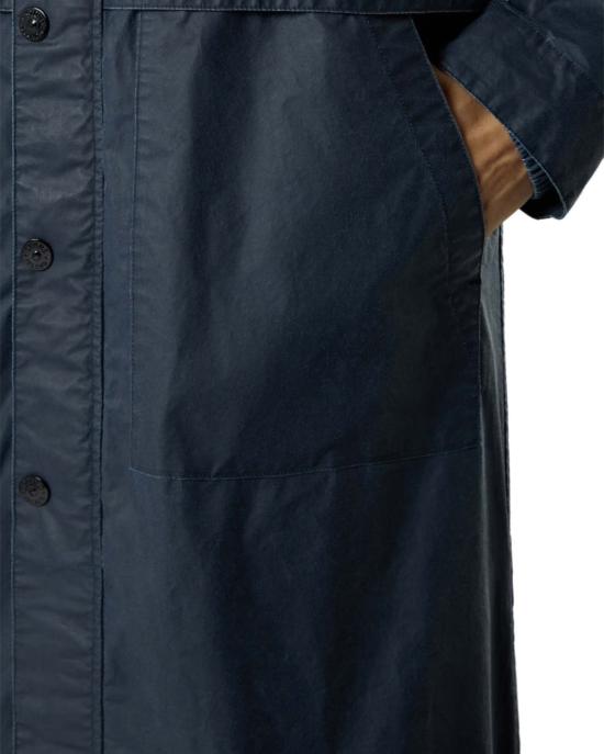  스톤 아일랜드 패딩 왁스 피그먼트 코튼 텔라 파카 네이비 블루 - STONE ISLAND