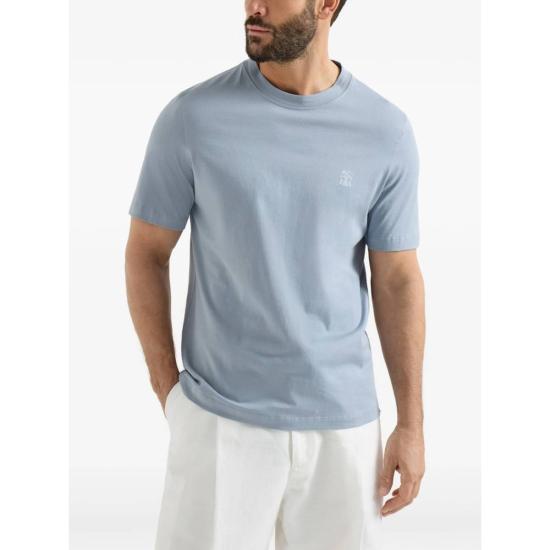  브루넬로 쿠치넬리 반팔 티셔츠 티셔츠 블루 - BRUNELLO CUCINELLI