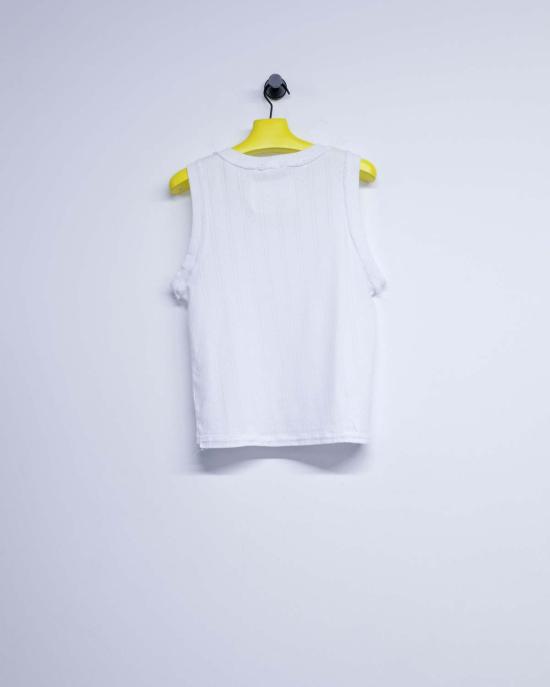  카미엘 포트젠스 민소매 티셔츠 Camiel Fortgens 아주르 립 화이트 코튼 탱크탑 - CAMIEL FORTGENS