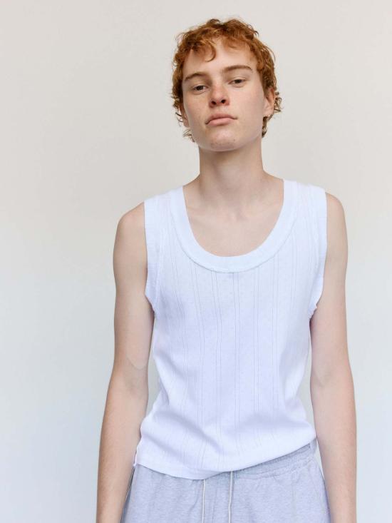  카미엘 포트젠스 민소매 티셔츠 Camiel Fortgens 아주르 립 화이트 코튼 탱크탑