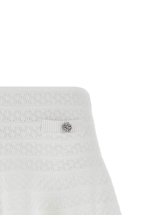  셀프 포트레이트 숏 스커트 포인트엘 니트 미니 스커트 화이트 - SELF PORTRAIT