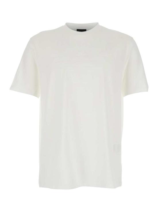  엠포리오 아르마니 반팔 티셔츠 크루넥 티셔츠 (앞면에 로고 자수) 화이트