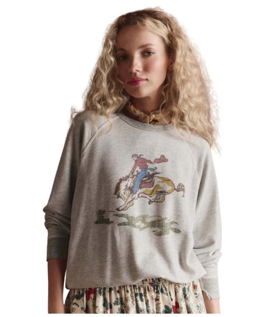  더 그레이트 스웨터 그레이트. 라이더 그래픽이 있는 대학 스웨트셔츠