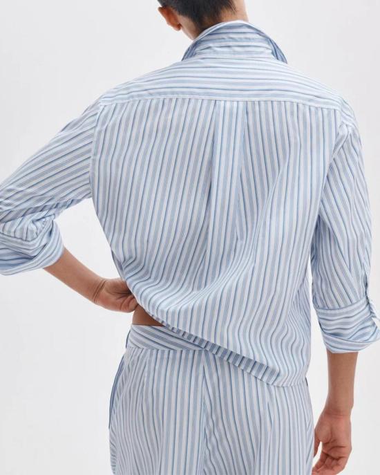 랙앤본 탑 Rag & Bone Lucia Stripe Poplin Shirt Baby Blue Stripe - RAG & BONE