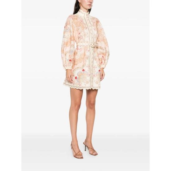  짐머만 미디 원피스 드레스 뉴트럴/브라운 - ZIMMERMANN