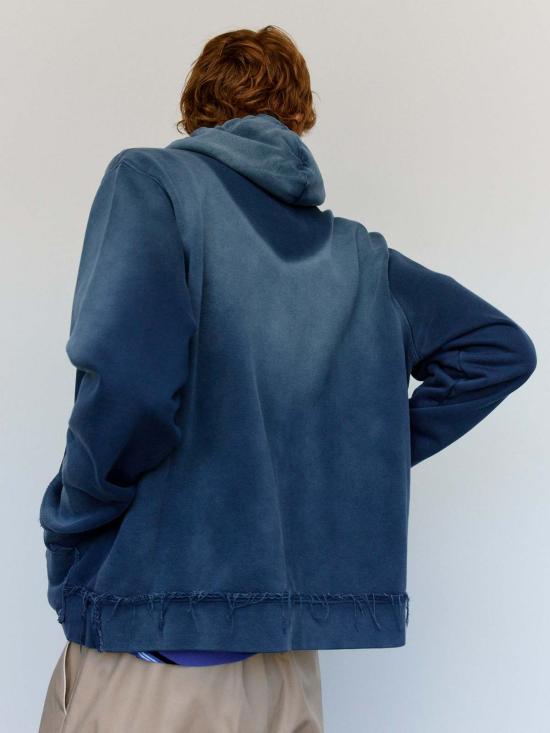  카미엘 포트젠스 긴팔 티셔츠 카미엘 포트겐스 네이비 선페이드 코튼 슬림핏 지퍼 후드티 - CAMIEL FORTGENS