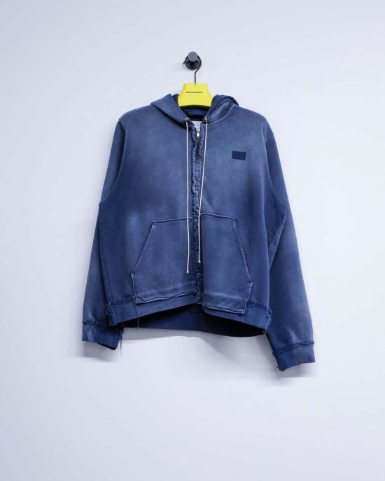  카미엘 포트젠스 긴팔 티셔츠 카미엘 포트겐스 네이비 선페이드 코튼 슬림핏 지퍼 후드티 - CAMIEL FORTGENS