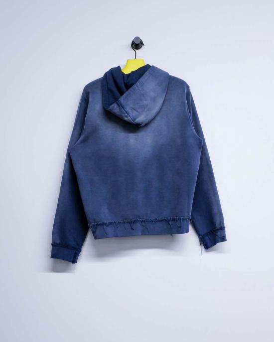  카미엘 포트젠스 긴팔 티셔츠 카미엘 포트겐스 네이비 선페이드 코튼 슬림핏 지퍼 후드티 - CAMIEL FORTGENS