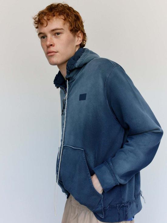  카미엘 포트젠스 긴팔 티셔츠 카미엘 포트겐스 네이비 선페이드 코튼 슬림핏 지퍼 후드티 - CAMIEL FORTGENS