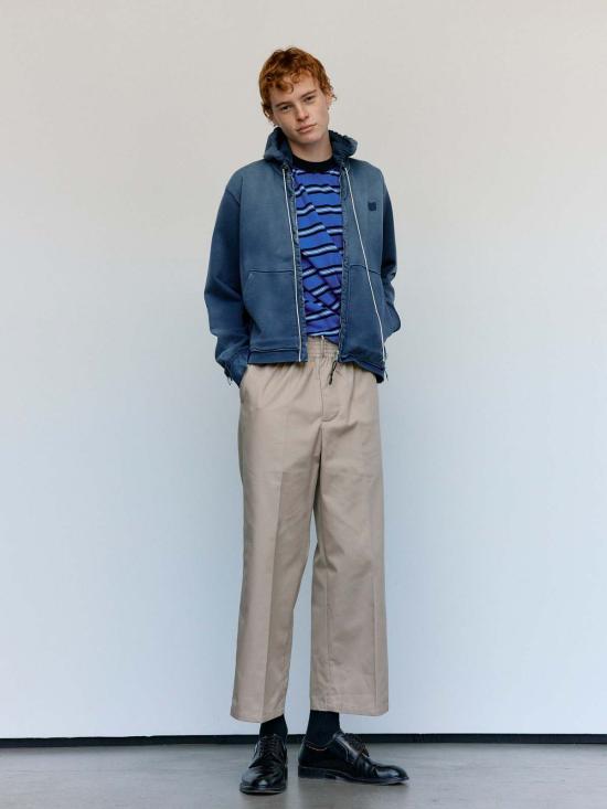  카미엘 포트젠스 긴팔 티셔츠 카미엘 포트겐스 네이비 선페이드 코튼 슬림핏 지퍼 후드티 - CAMIEL FORTGENS