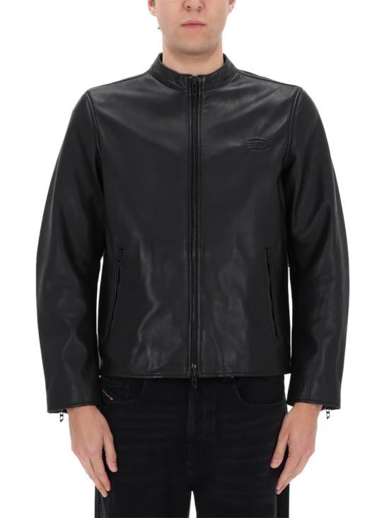 디젤 가죽 자켓 Diesel L Tad Wrd 재킷 블랙 - DIESEL