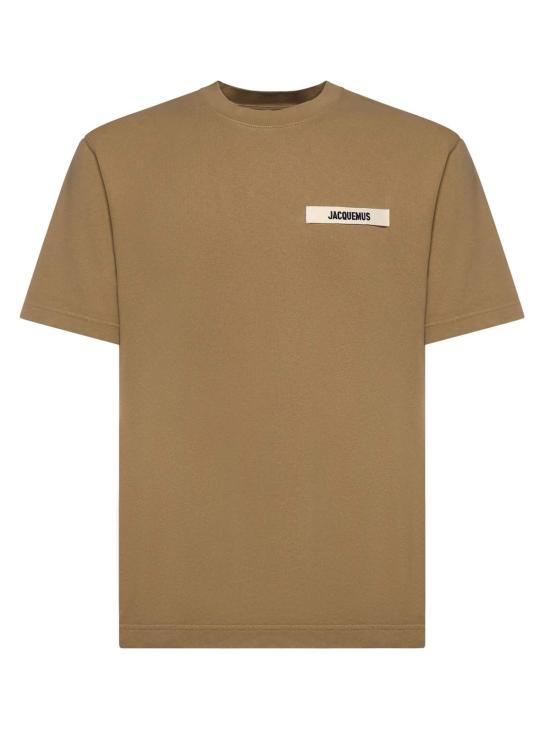  자크뮈스 반팔 티셔츠 로고가 있는 면 티셔츠 다크 브라운