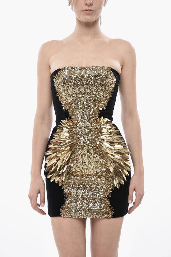  발망 숏 원피스 AF1R1002PB51EAD Nero Oro - BALMAIN