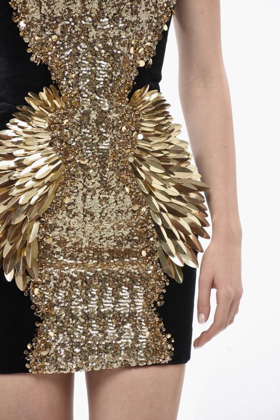  발망 숏 원피스 AF1R1002PB51EAD Nero Oro - BALMAIN