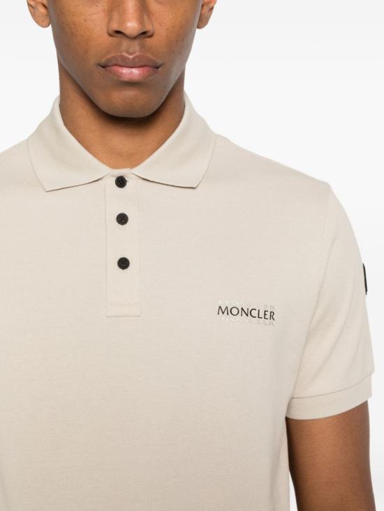  몽클레어 폴로 티셔츠 몽클레르 로고 코튼 폴로 셔츠 베이지 - MONCLER