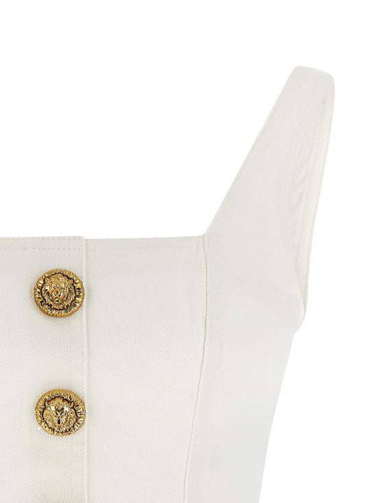  발망 블라우스 버튼 탑 화이트 - BALMAIN