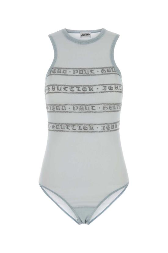  장 폴 고티에 바디수트 티셔츠 파스텔 라이트 블루 스트레치 메시 보디수트 라이트 블루