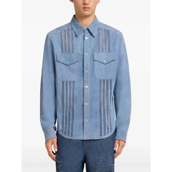  마르니 가죽 자켓 가죽 셔츠 블루 - MARNI