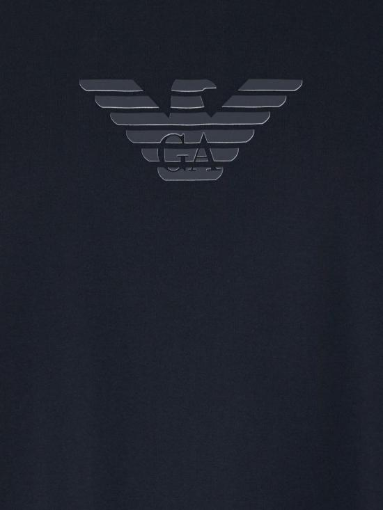  엠포리오 아르마니 반팔 티셔츠 로고 코튼 티셔츠 블루 - EMPORIO ARMANI