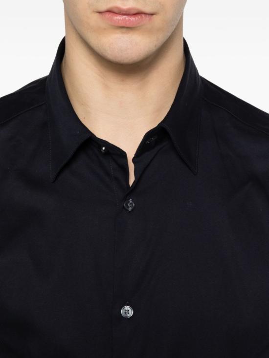  엠포리오 아르마니 긴팔 셔츠 코튼 셔츠 블루 - EMPORIO ARMANI