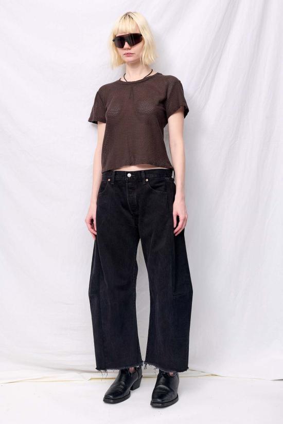  영메이븐 반팔 티셔츠 Jungmaven 커피빈 카르멘 메쉬 크롭 티셔츠 - JUNGMAVEN