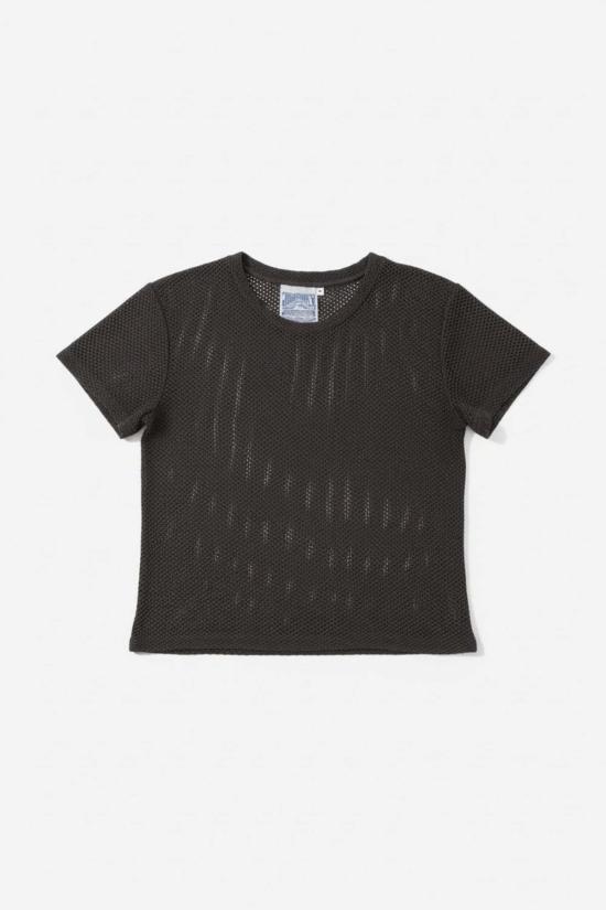  영메이븐 반팔 티셔츠 Jungmaven 커피빈 카르멘 메쉬 크롭 티셔츠 - JUNGMAVEN