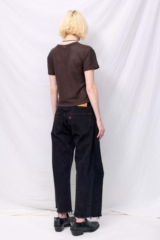  영메이븐 반팔 티셔츠 Jungmaven 커피빈 카르멘 메쉬 크롭 티셔츠 - JUNGMAVEN