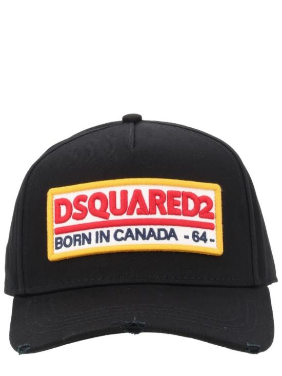  디스퀘어드2 모자 Dsquared2 로고 패치가 있는 블랙 야구