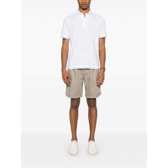  브루넬로 쿠치넬리 폴로 티셔츠 Brunello Cucinelli 폴로 셔츠 화이트 - BRUNELLO CUCINELLI